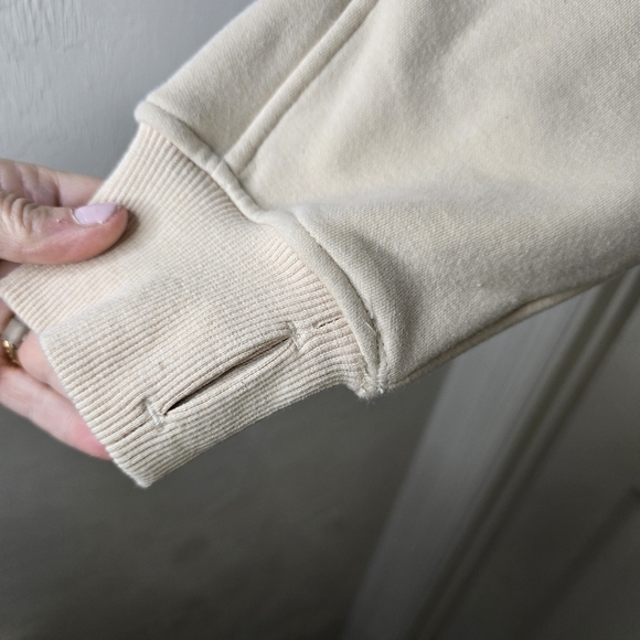 Cream Hoodie sherpa lined cropped womens M‎ - Picture 7 of 13